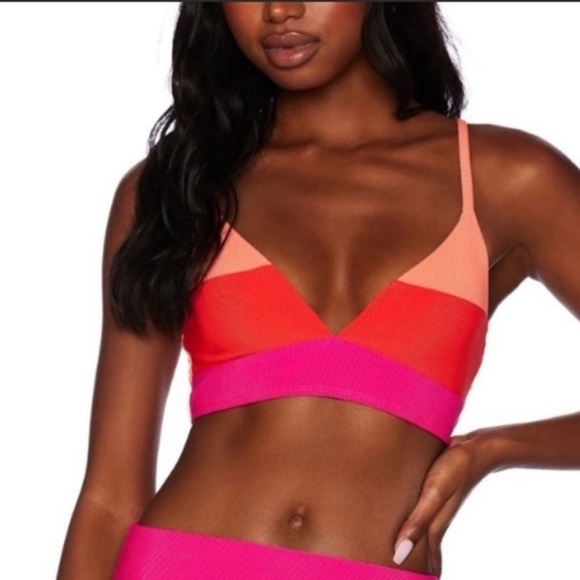 New! Beach Riot riza magenta colorblock top 24986 - Picture 3 of 9